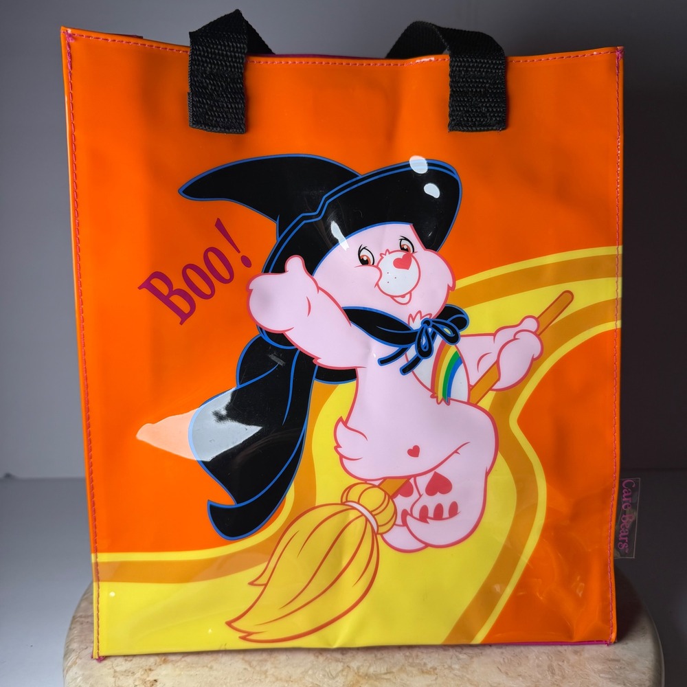 VTG Care Bears Halloween Witch Tote Bag Orange Pink 2005 Cheer Bear Boo Bag